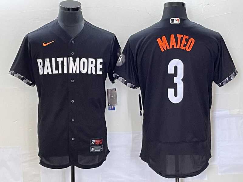 Mens Baltimore Orioles #3 Jorge Mateo Black 2023 City Connect Flex Base Stitched Jersey->baltimore orioles->MLB Jersey